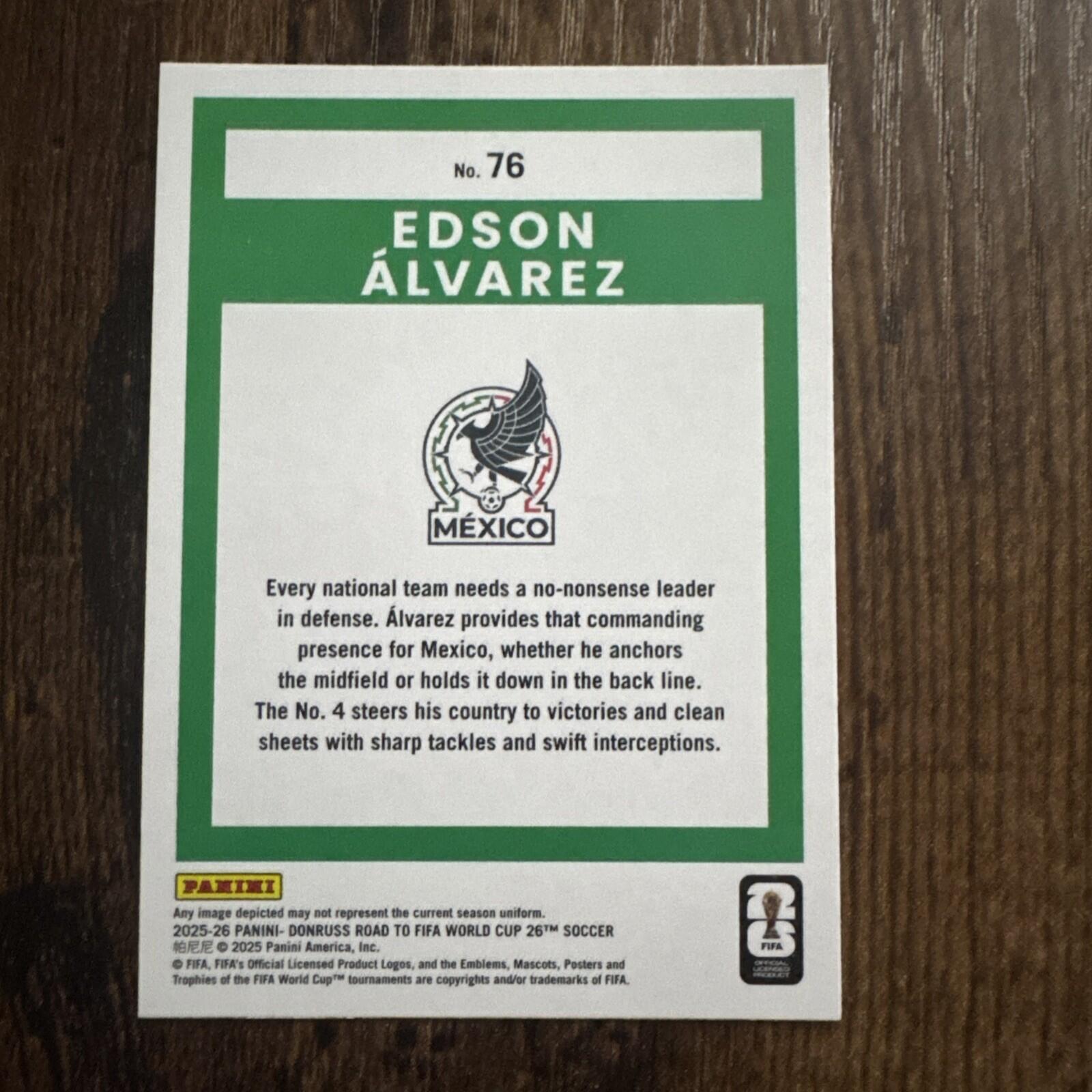 2026 Panini Donruss Road to FIFA WC Edson Álvarez Mexico Green /5 JERSEY MATCH