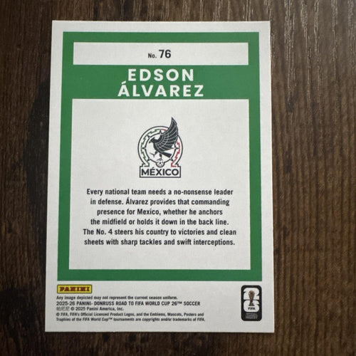 2026 Panini Donruss Road to FIFA WC Edson Álvarez Mexico Green /5 JERSEY MATCH