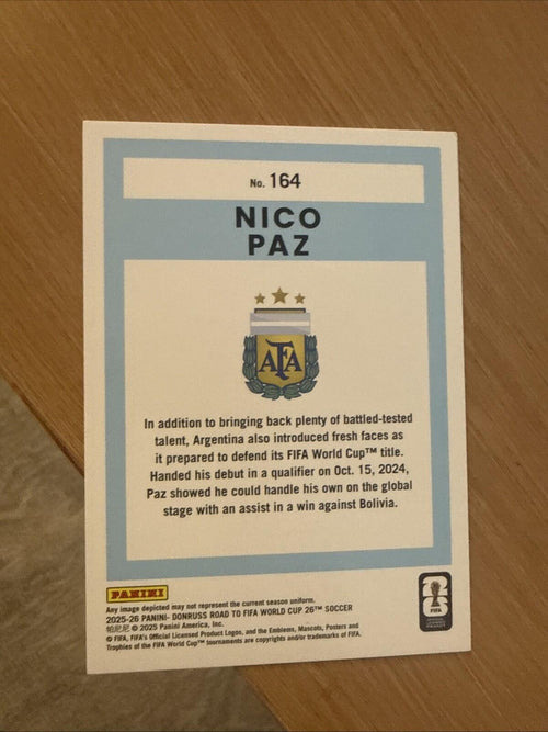 2025-26 Donruss Road to FIFA World Cup #164 Nico Paz Argentina /210 Refractor