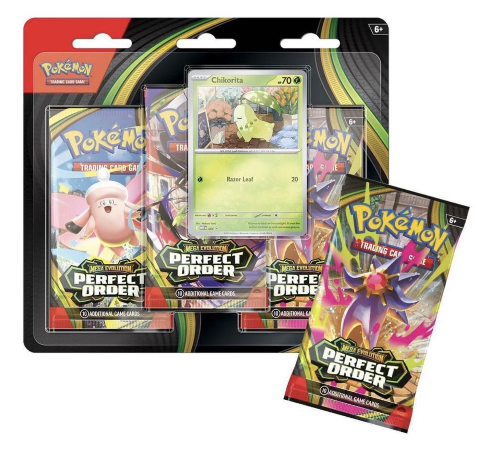 Pokemon Mega Evolution Perfect Order 3-Pack Blister LOT OF 2