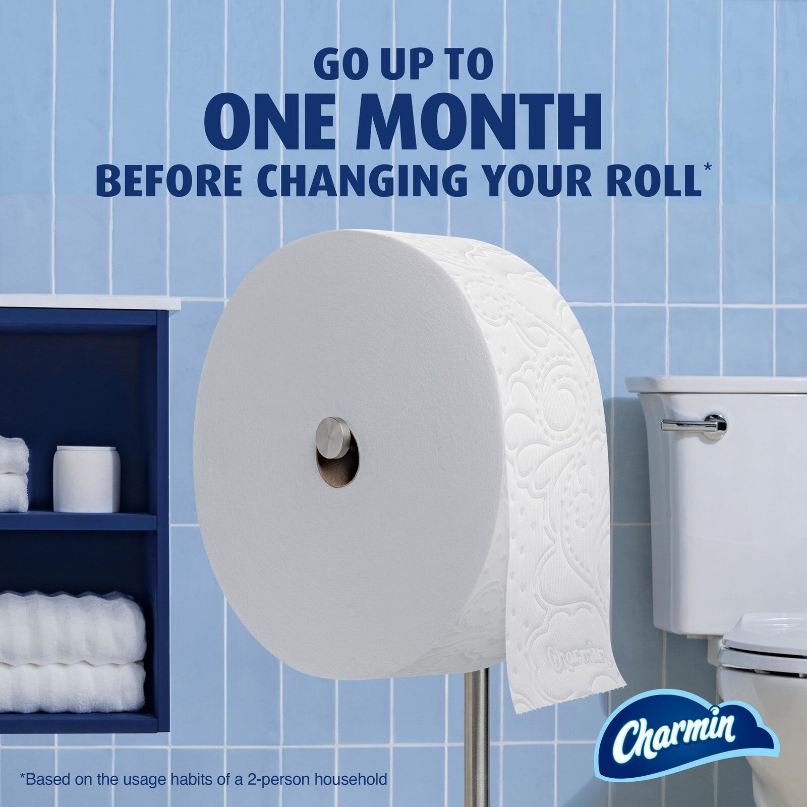 Charmin Toilet Paper Ultra Soft, Forever Roll Starter Kit, 1 Holder, 2 Rolls,