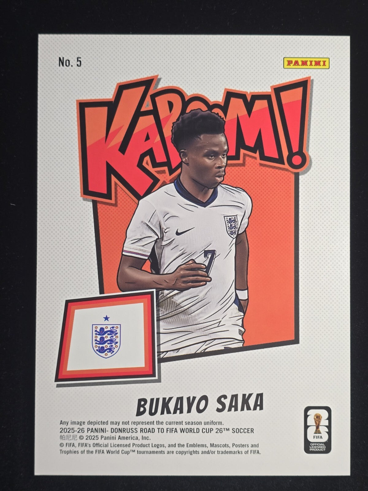 2025-26 Donruss Bukayo Saka Kaboom Oversized Jumbo - England Road To World Cup