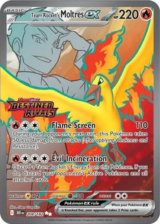 Team Rocket's Moltres ex (Destined Rivals Stamp) 208/182 Holo Pokemon NM