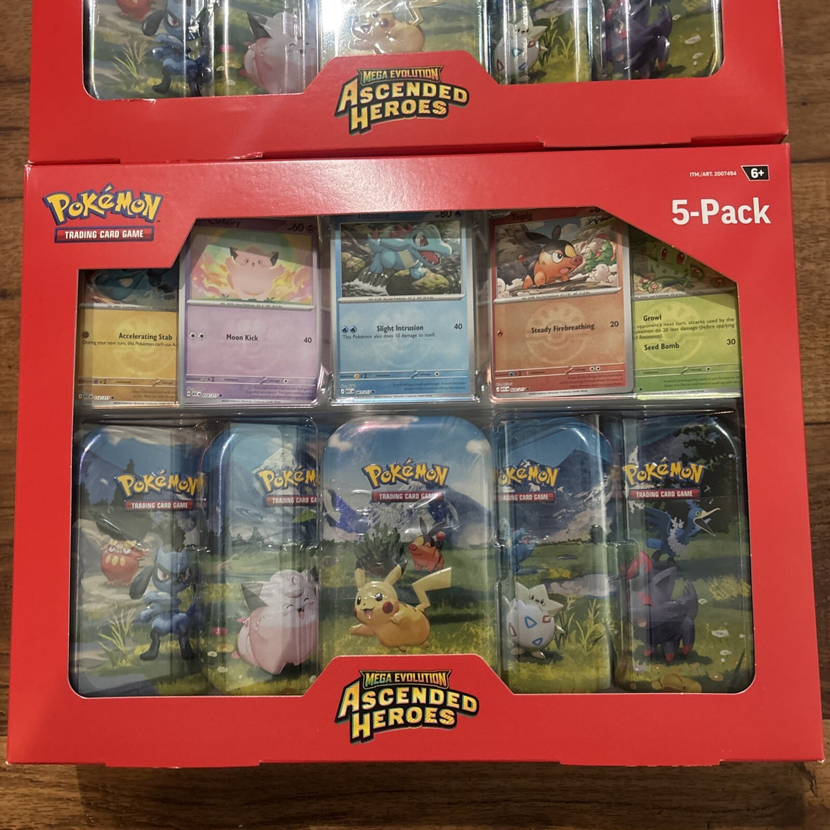 Set of 2 Pokémon TCG Ascended Heroes SEALED Mini Tin 5-Pack Costco Box - 10 Tins
