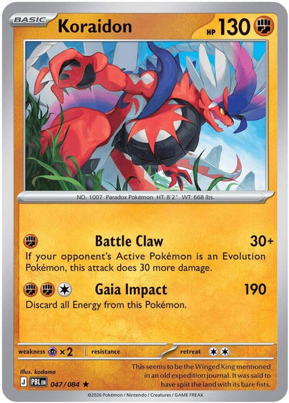 KORAIDON 047/084 RARE PITCH BLACK POKEMON HOLO NEAR MINT