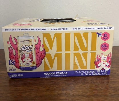 PRESALE — Alani Voodoo Vanilla Mini Elixir Energy Drinks 12 pk Mini Cans