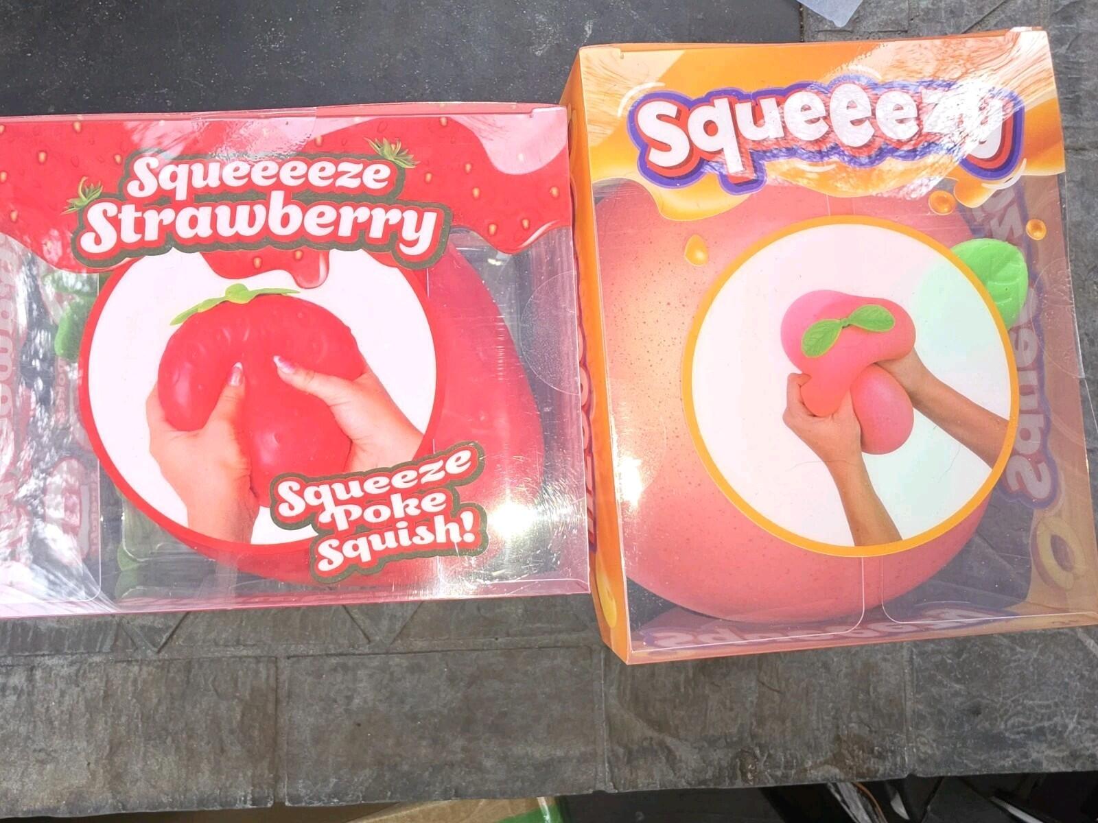 Two Sunny Days Squeeeezes 1 Strawberry And 1 Peach Jumbo Size Squishy