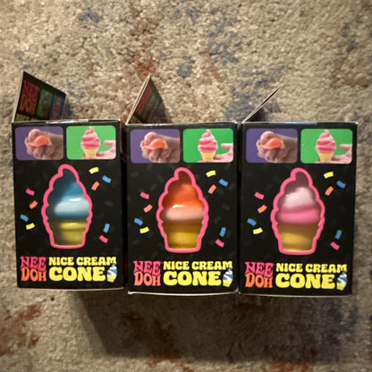 GENUINE NEW TikTok Viral NeeDoh Nice Cream Cone Ice Cream Lot of 3 Colors