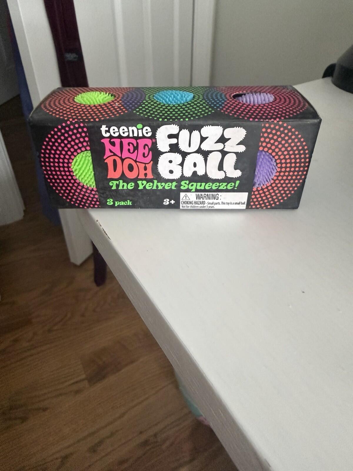 NeeDoh Teenie Fuzz Ball 3 Pack Mini Nee Doh Fuzzball Blue Purple Green AUTHENTIC