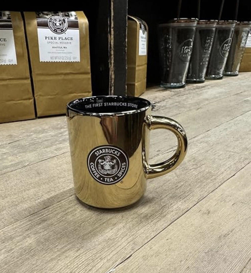 Starbucks HTF GOLD Pike Place OG Logo Ceramic Demi Mug 4oz