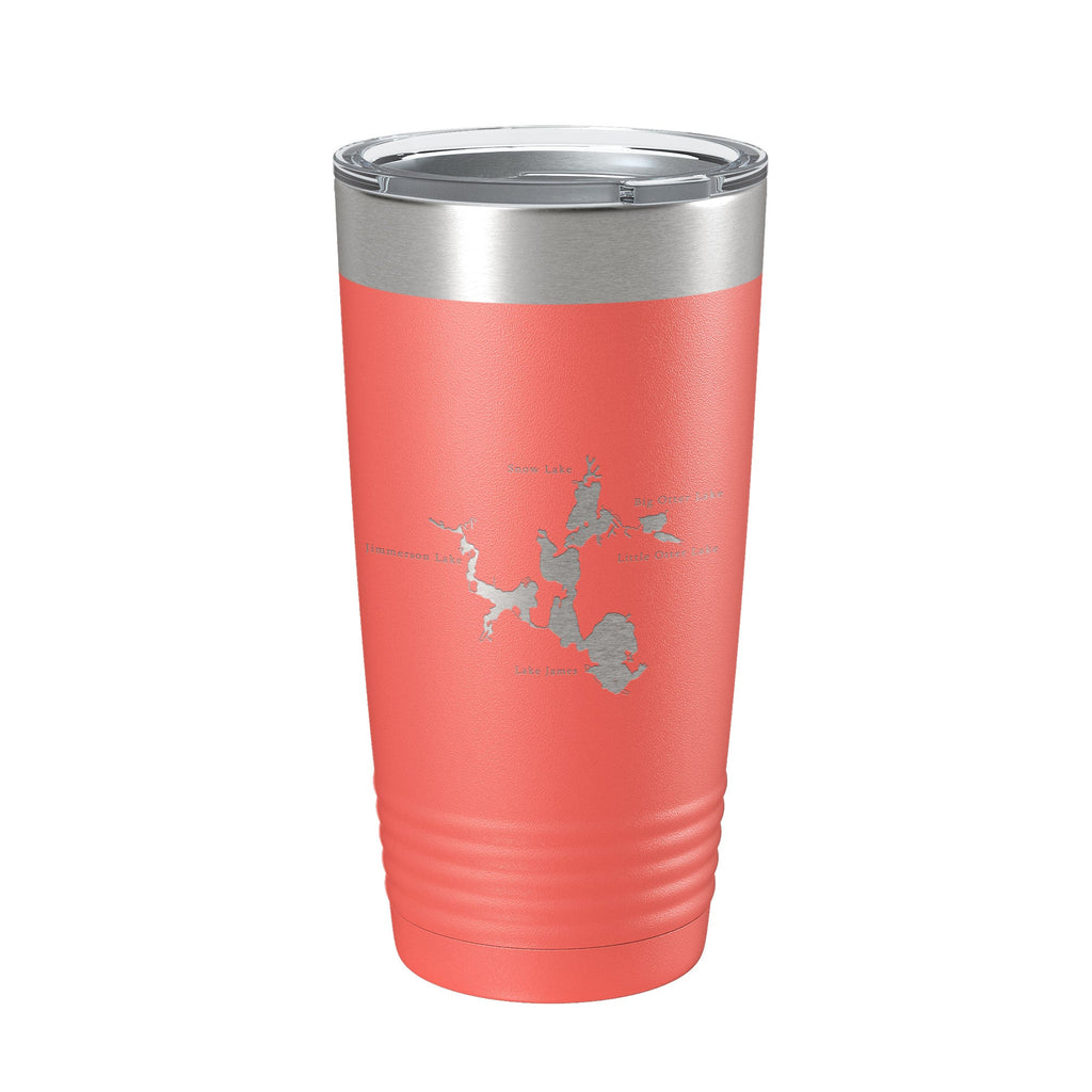 Lake James Snow Lake Jimmerson Lake Map Tumbler Travel Mug Insulated Laser Engraved Coffee Cup Pokagon State Park Indiana 20 oz