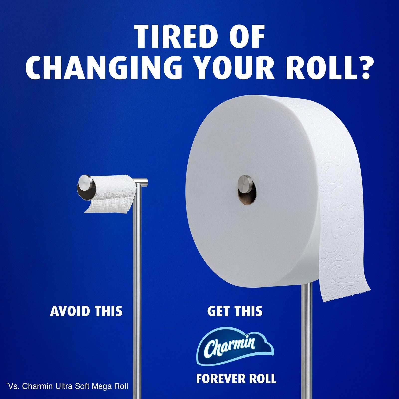 Charmin Toilet Paper Ultra Soft, Forever Roll Starter Kit, 1 Holder, 2 Rolls,