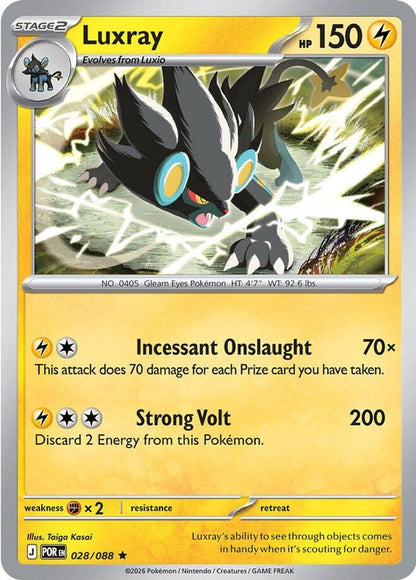 LUXRAY 028/088 RARE PERFECT ORDER POKEMON HOLO NEAR MINT