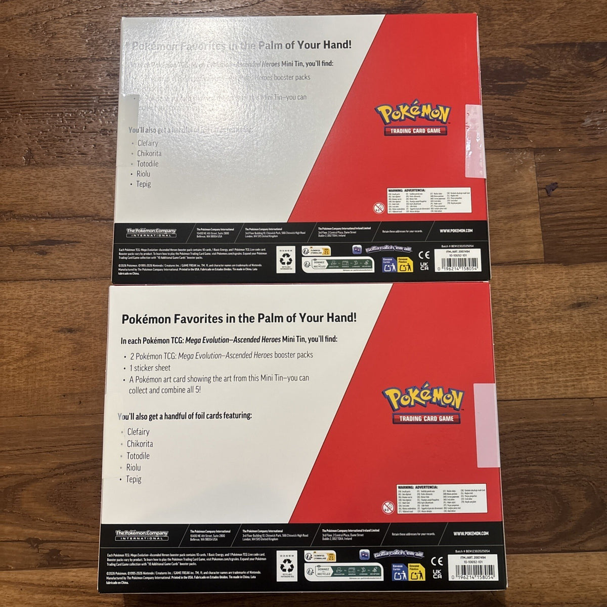 Set of 2 Pokémon TCG Ascended Heroes SEALED Mini Tin 5-Pack Costco Box - 10 Tins