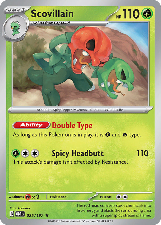 SCOVILLAIN 025/197 RARE OBSIDIAN FLAMES POKEMON HOLO NEAR MINT