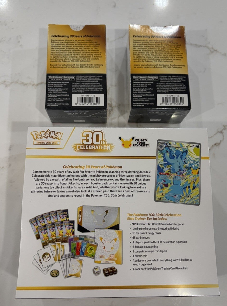 Pokemon 30th Anniversary Booster Bundle x2 and ETB *New Sealed*