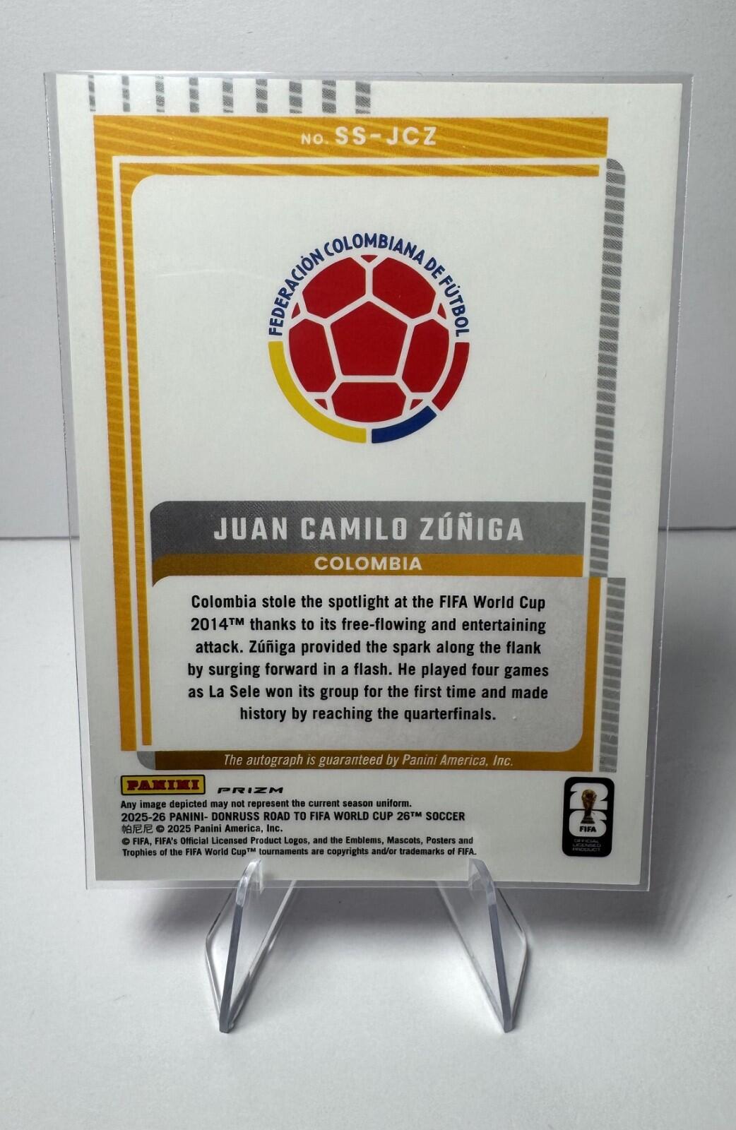 2025-26 Panini Donruss World Cup Juan Camilo Zuniga Pink Auto #SS-JCZ Colombia